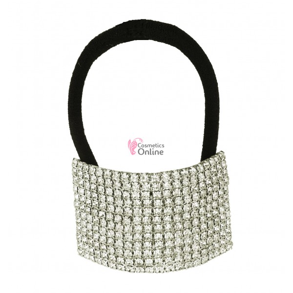 Inel pentru prins parul din metal model DMX06DD, Argintiu cu cristale